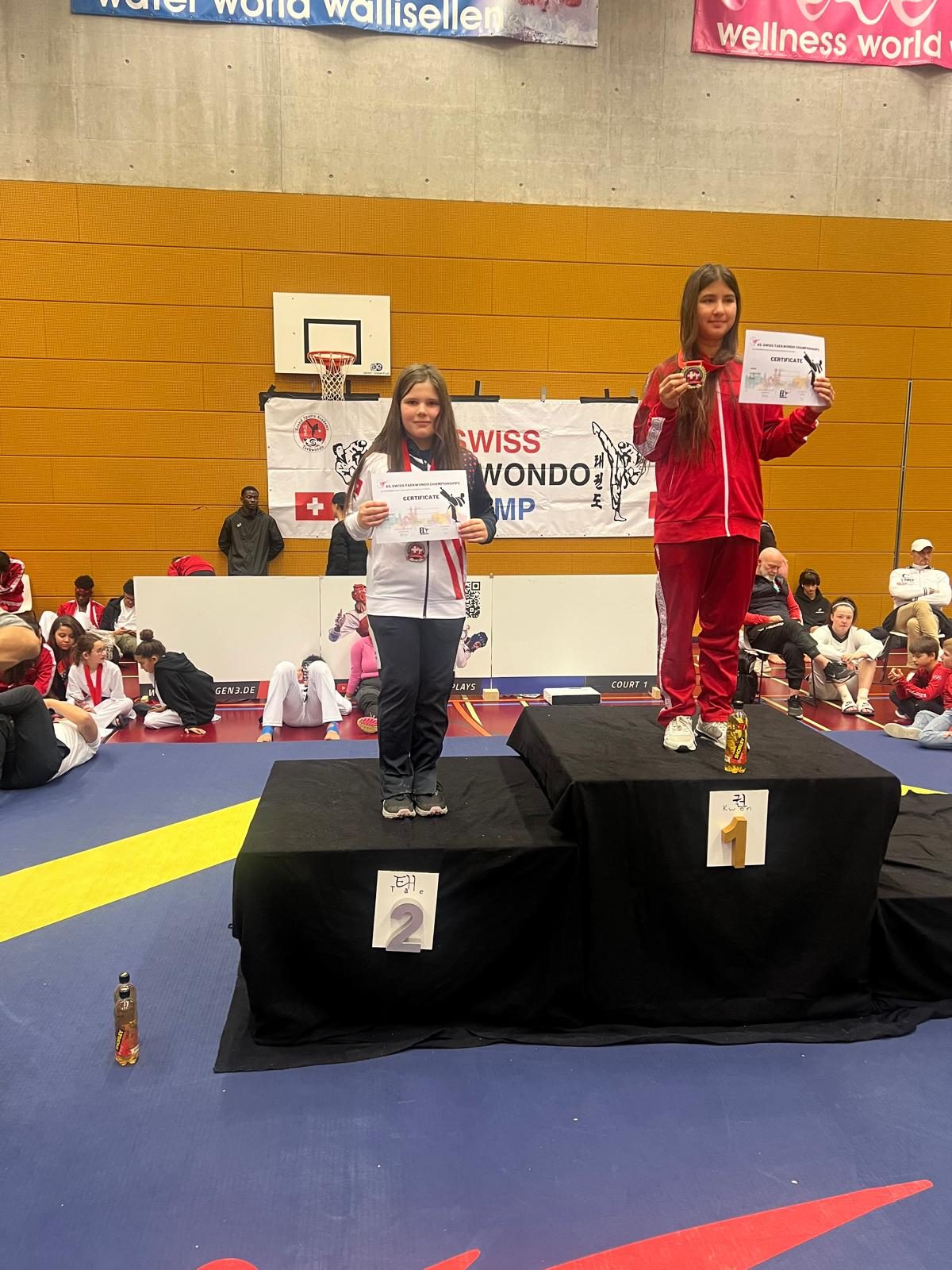 1. Platz Podest Swiss Taekwondo Camp